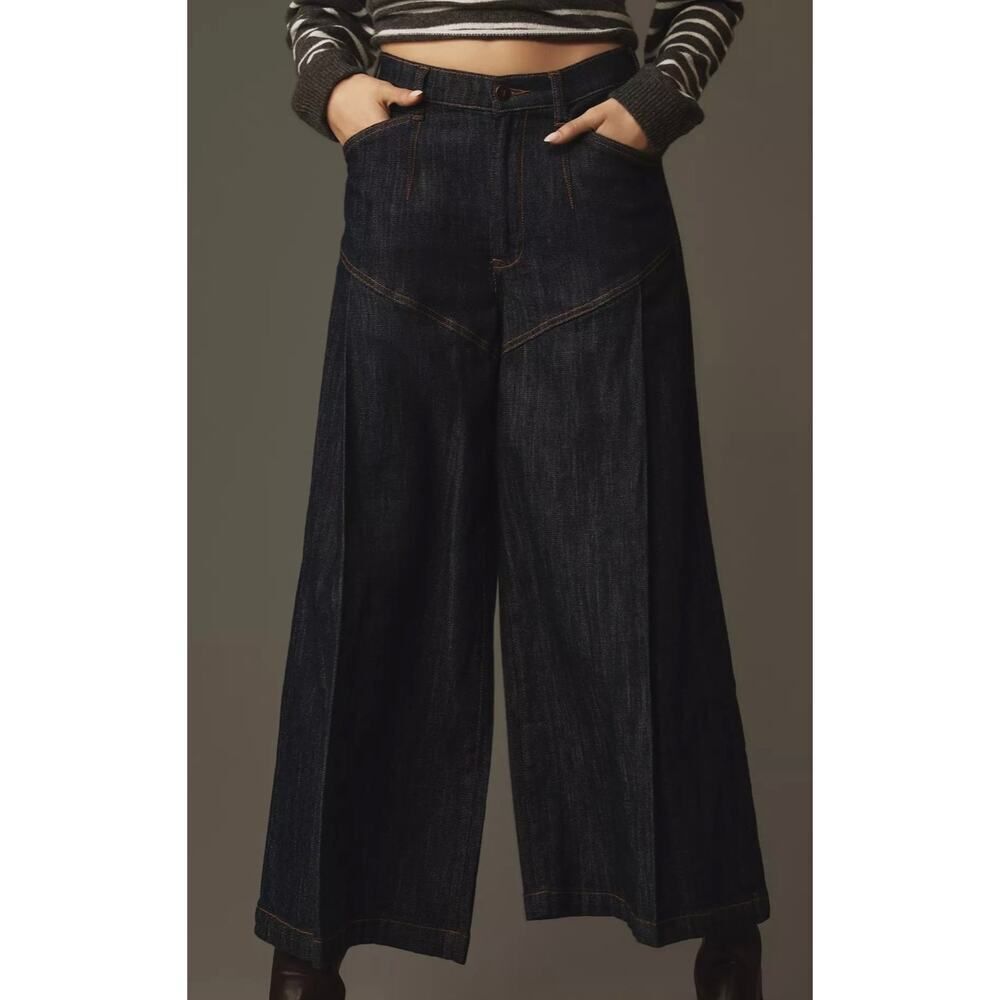 Anthropologie Pilcro Seamed Flounce High-Rise Wide Leg Jeans Women’s Sz. 29 - Picture 2 of 6